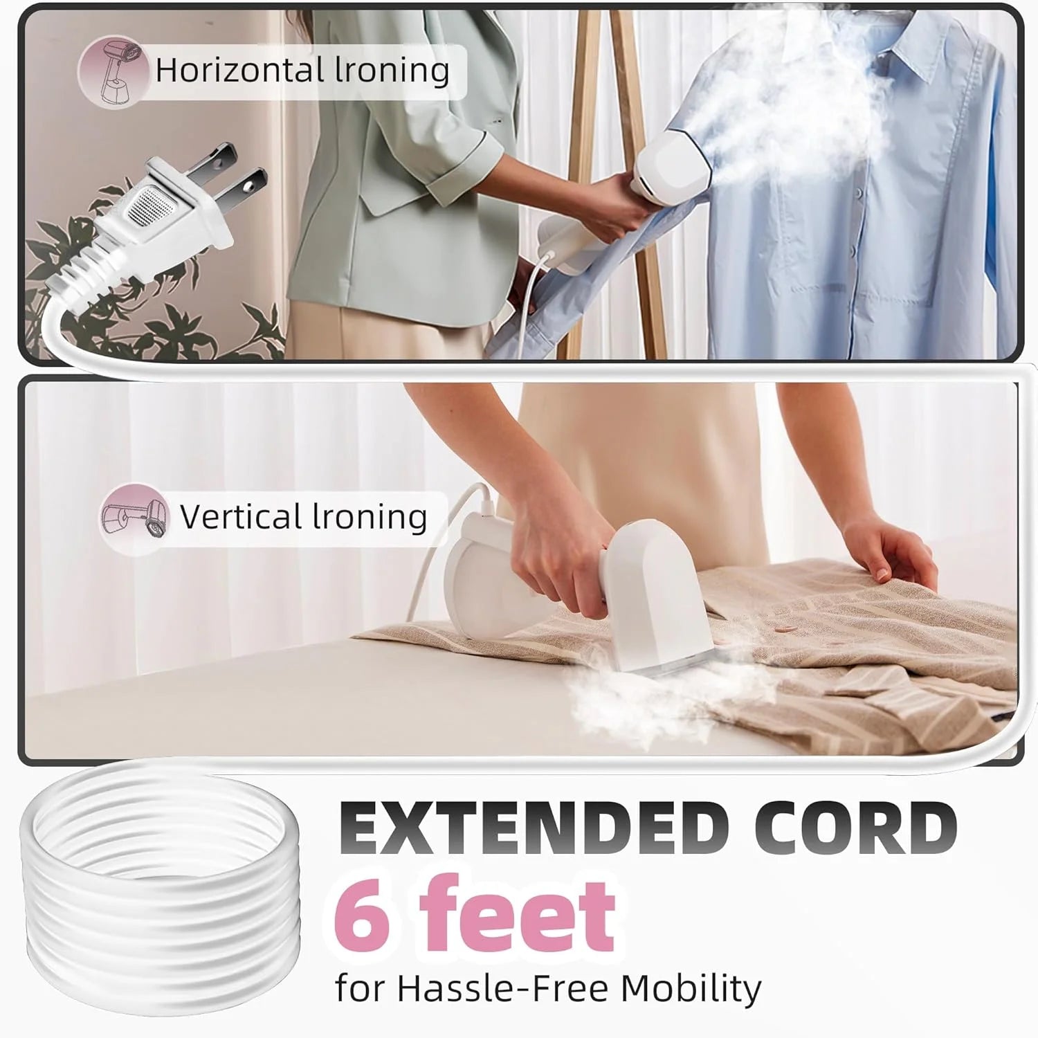 ELORTI Vaporizador portátil turbo de mano para ropa, 1500 W, para el hogar y la oficina