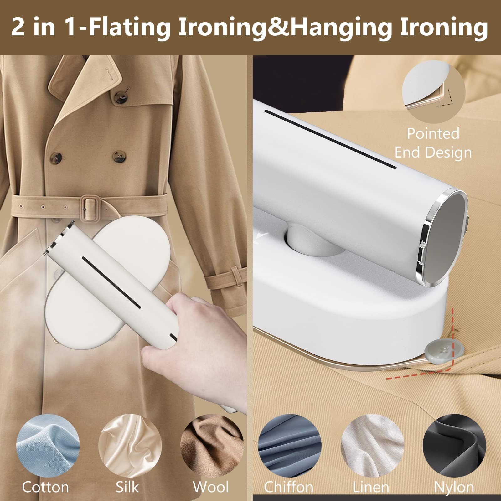 ELORTI Vaporizador portátil para ropa, miniplancha y plancha de viaje, calentamiento rápido en 10 segundos, 1200 W, horizontal y vertical, elimina arrugas sin esfuerzo, ideal para viajes, oficina y hogar (110-120 V)